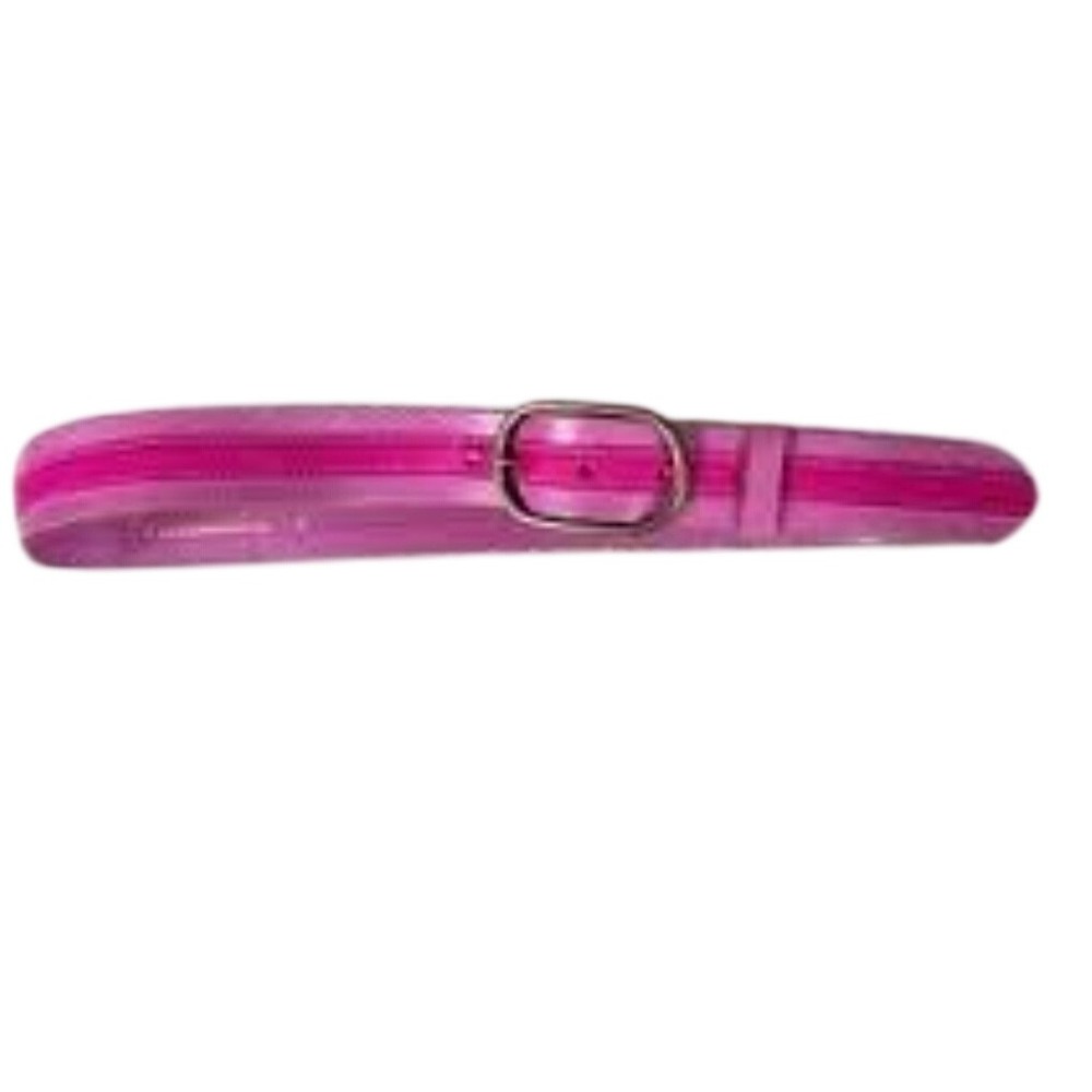 Anthropologie Pink Leather Calf Hair Inlay Belt Plus Size 2X Brass Buckle